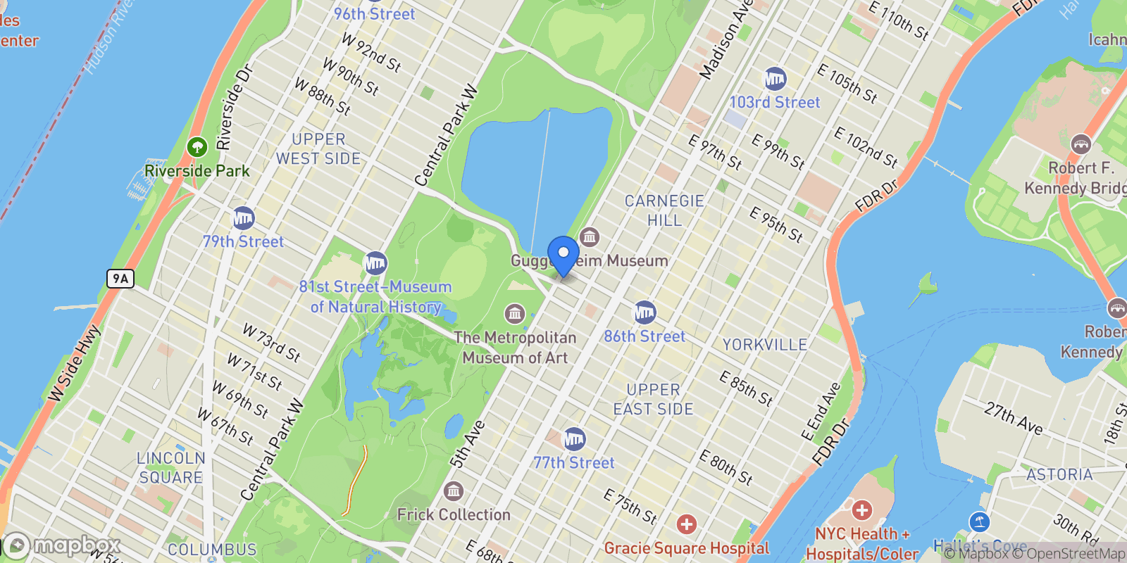 Map showing 1040 Fifth Avenue 3A, New York, NY 10028, New York, New York, United States.