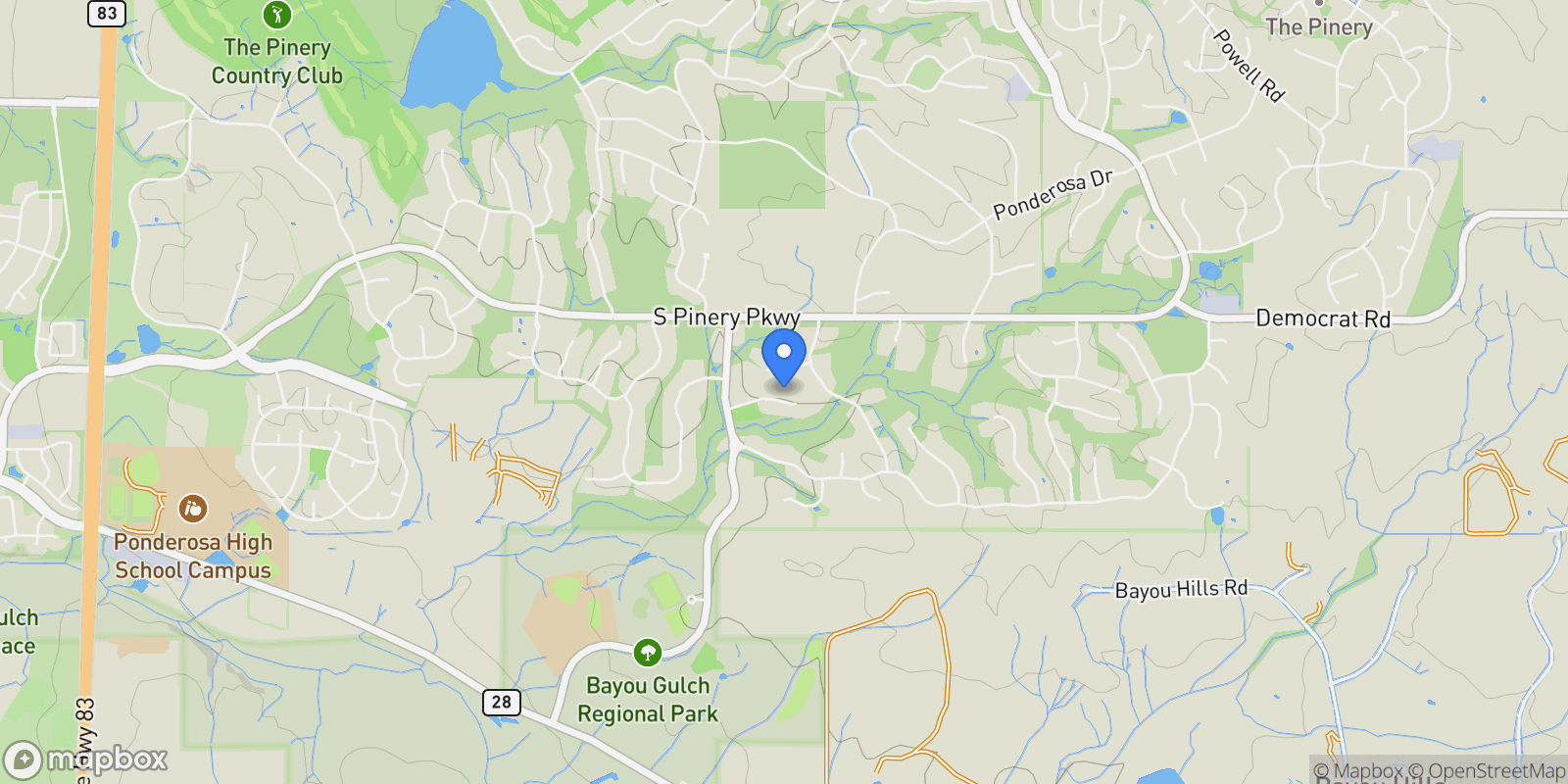 Map showing 8389 Owl Roost Court, Parker, CO, 80134, USA, Parker, Colorado, United States.
