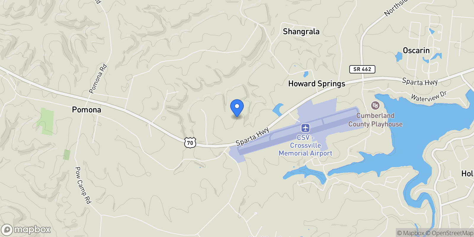 Map showing Sparta Hwy 63.3 Acres, Crossville, TN 38555, Crossville, Tennessee, United States.