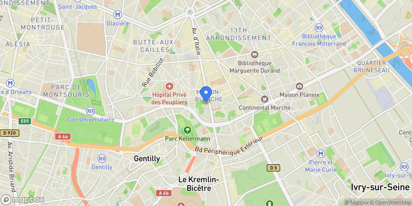 Map showing Paris, Île-de-France, France.
