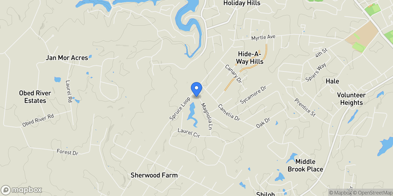 Map showing 435 Magnolia Lane, Crossville, TN 38555, Crossville, Tennessee, United States.