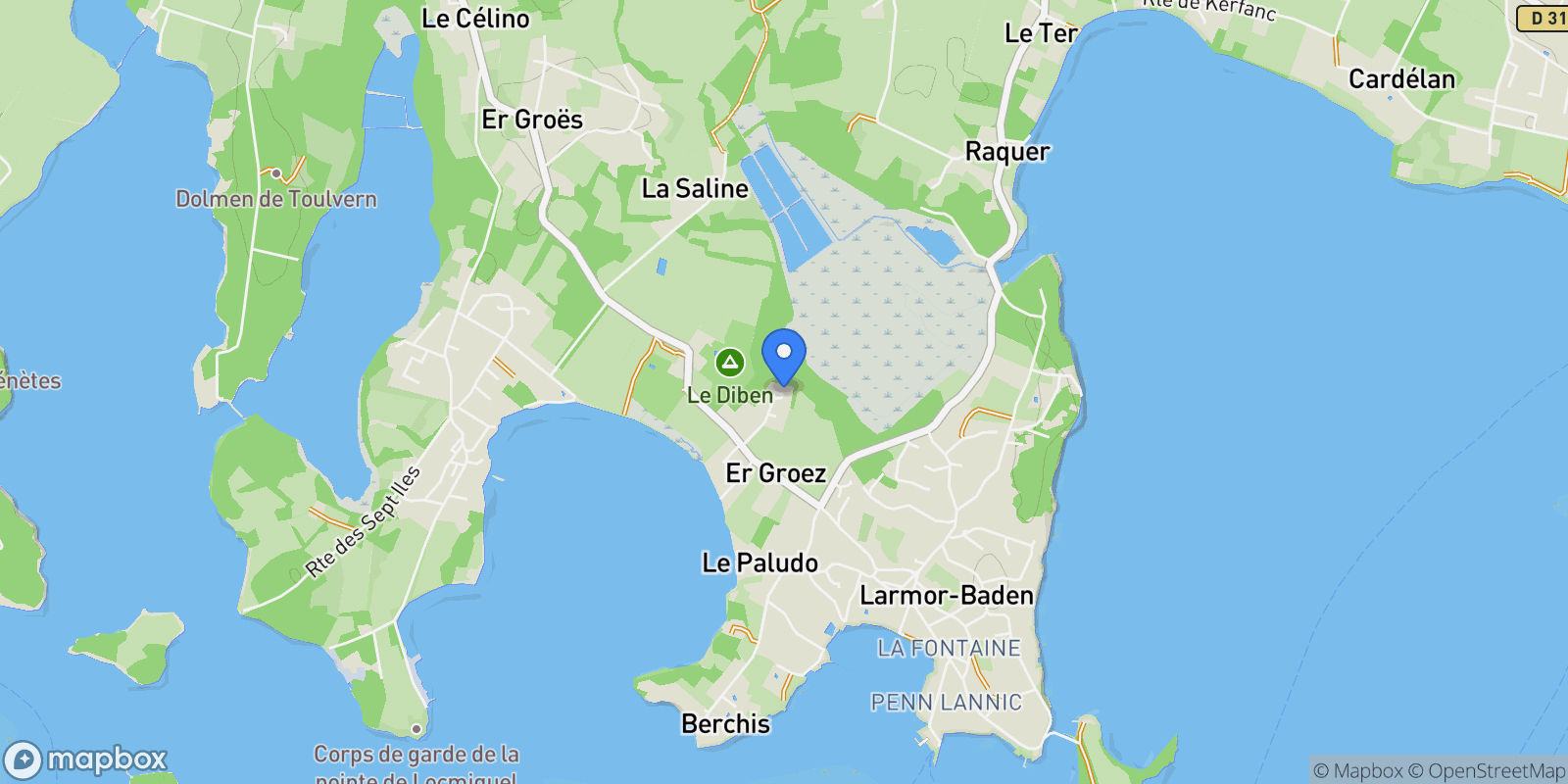 Map showing Larmor-Baden, Brittany, France.