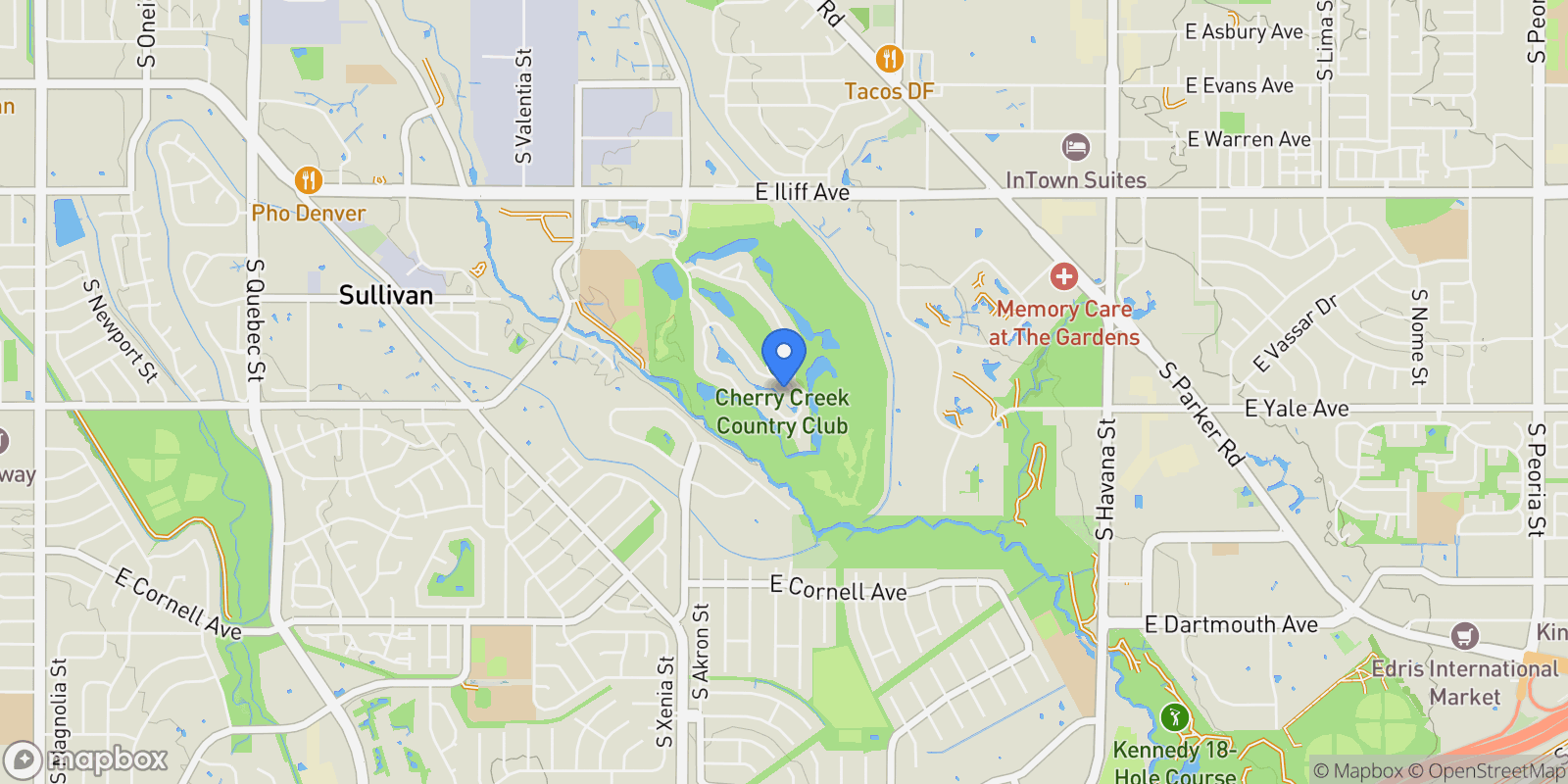 Map showing 9316 E Harvard Avenue, Denver, CO, 80231, USA, Denver, Colorado, United States.