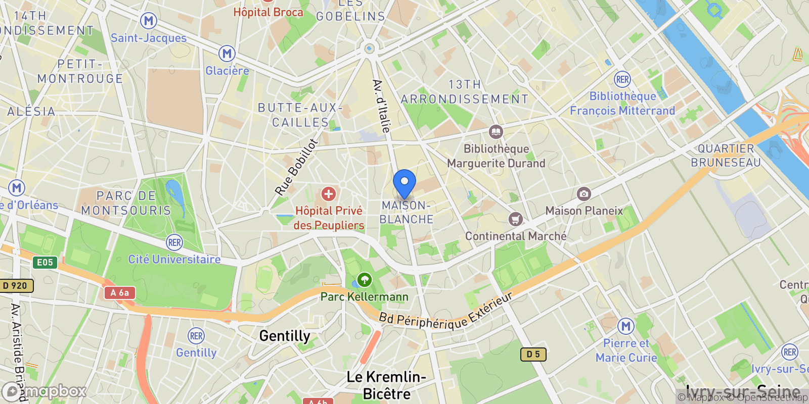 Map showing Paris, Île-de-France, France.