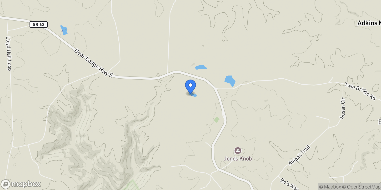 Map showing 135 Austin Lane, Deer Lodge, TN 37726, Deer Lodge, Tennessee, United States.