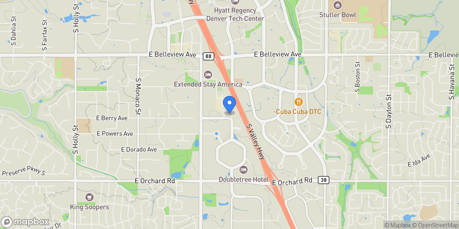 Map showing 7600 Landmark Way, #1114, Greenwood Village, CO, 80111, USA, Cherry Hills Village, Colorado, United States.