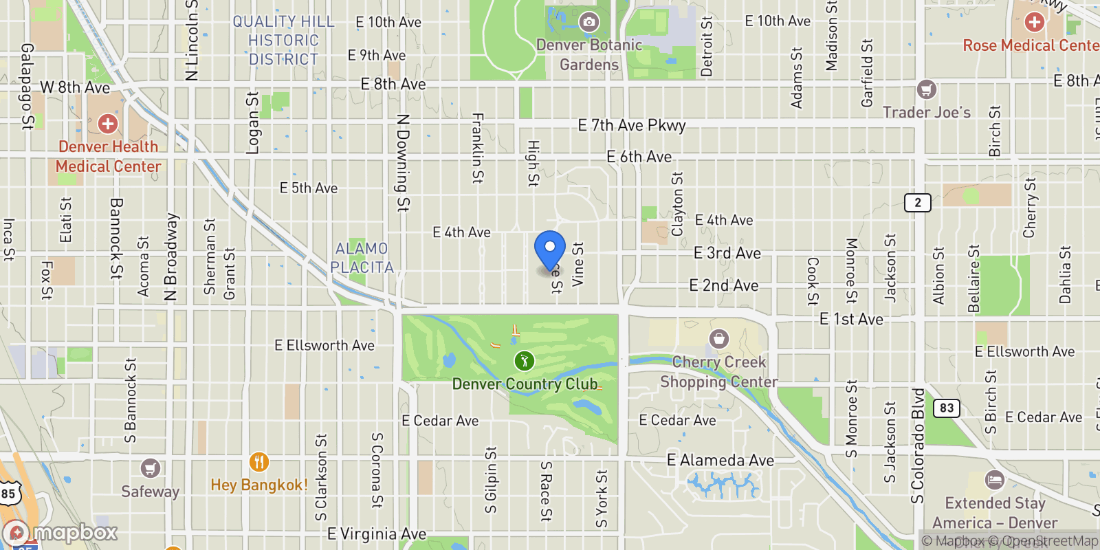 Map showing 181 Race Street, Denver, CO, 80206, USA, Denver, Colorado, United States.