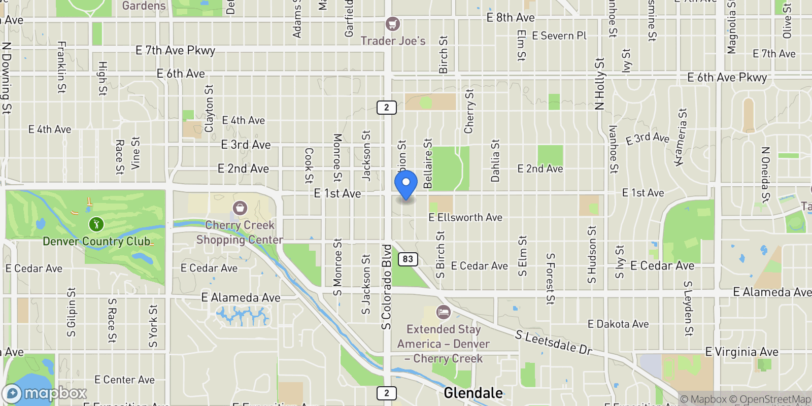 Map showing 50 Albion Street, Denver, CO, 80220, USA, Denver, Colorado, United States.