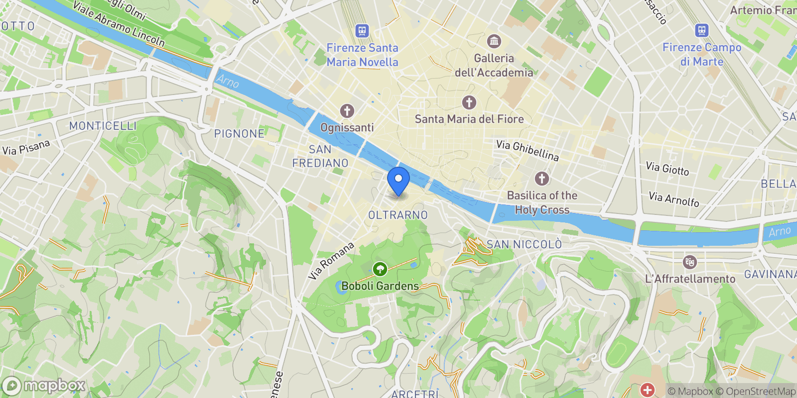Map showing Piazza della Passera, 50125 Firenze FI, Italy, Florence, Tuscany, Italy.