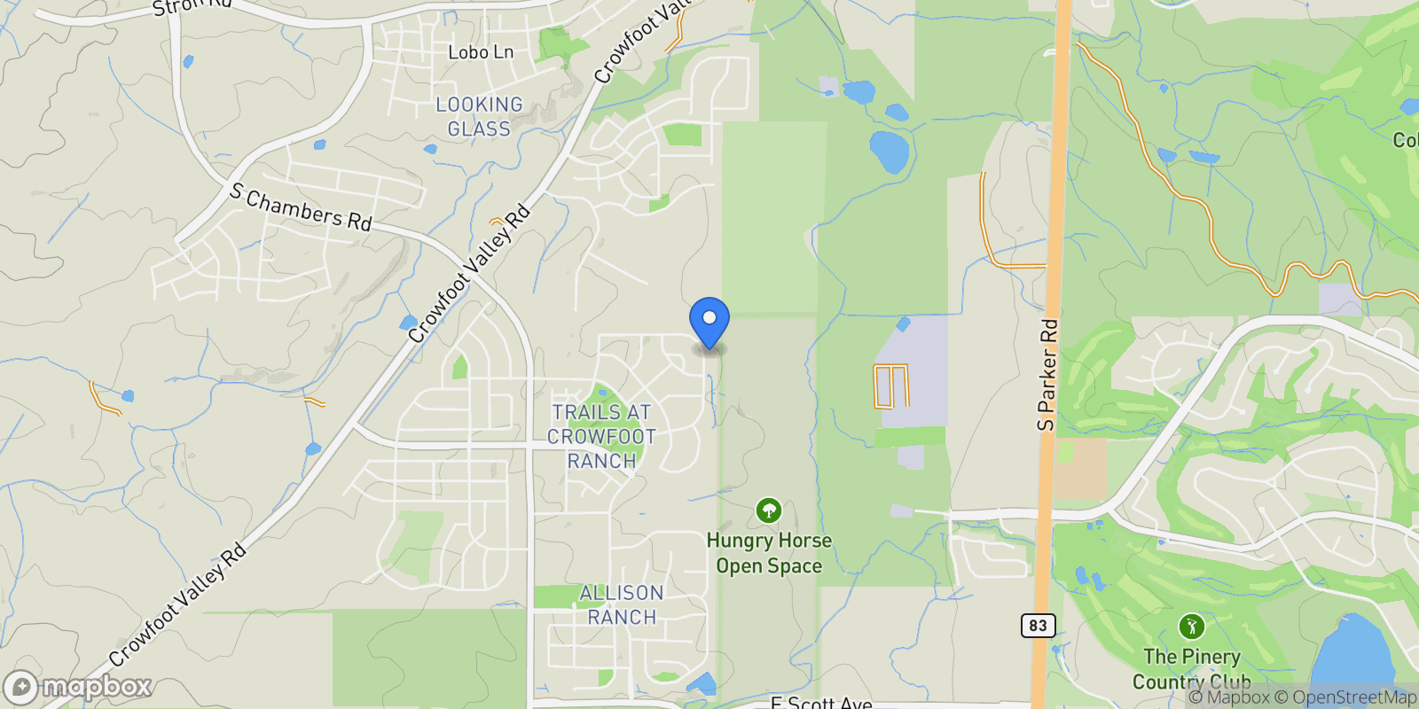 Map showing 4912 Caballo Place, Parker, CO, 80134, USA, Parker, Colorado, United States.
