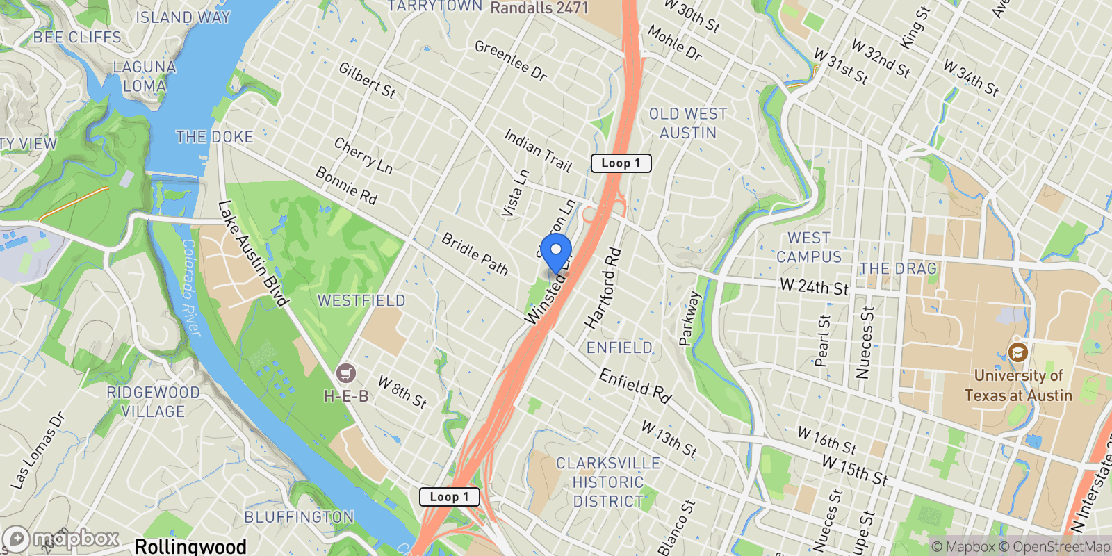 Map showing 2003 Woodmont Ave, Austin, Texas, United States.