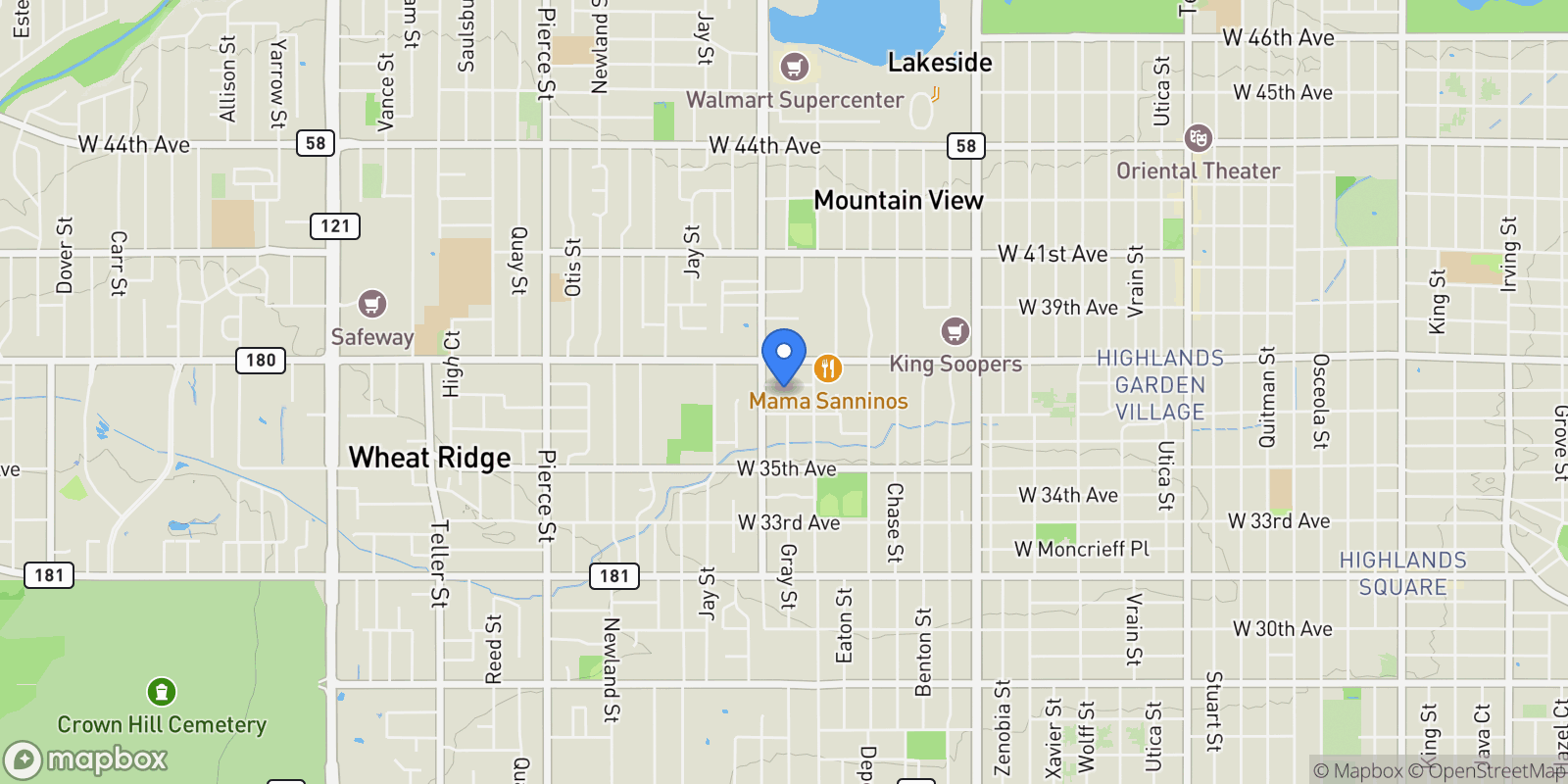 Map showing 5904 W 37th Place Place, Wheat Ridge, CO, 80212, USA, Denver, Colorado, United States.