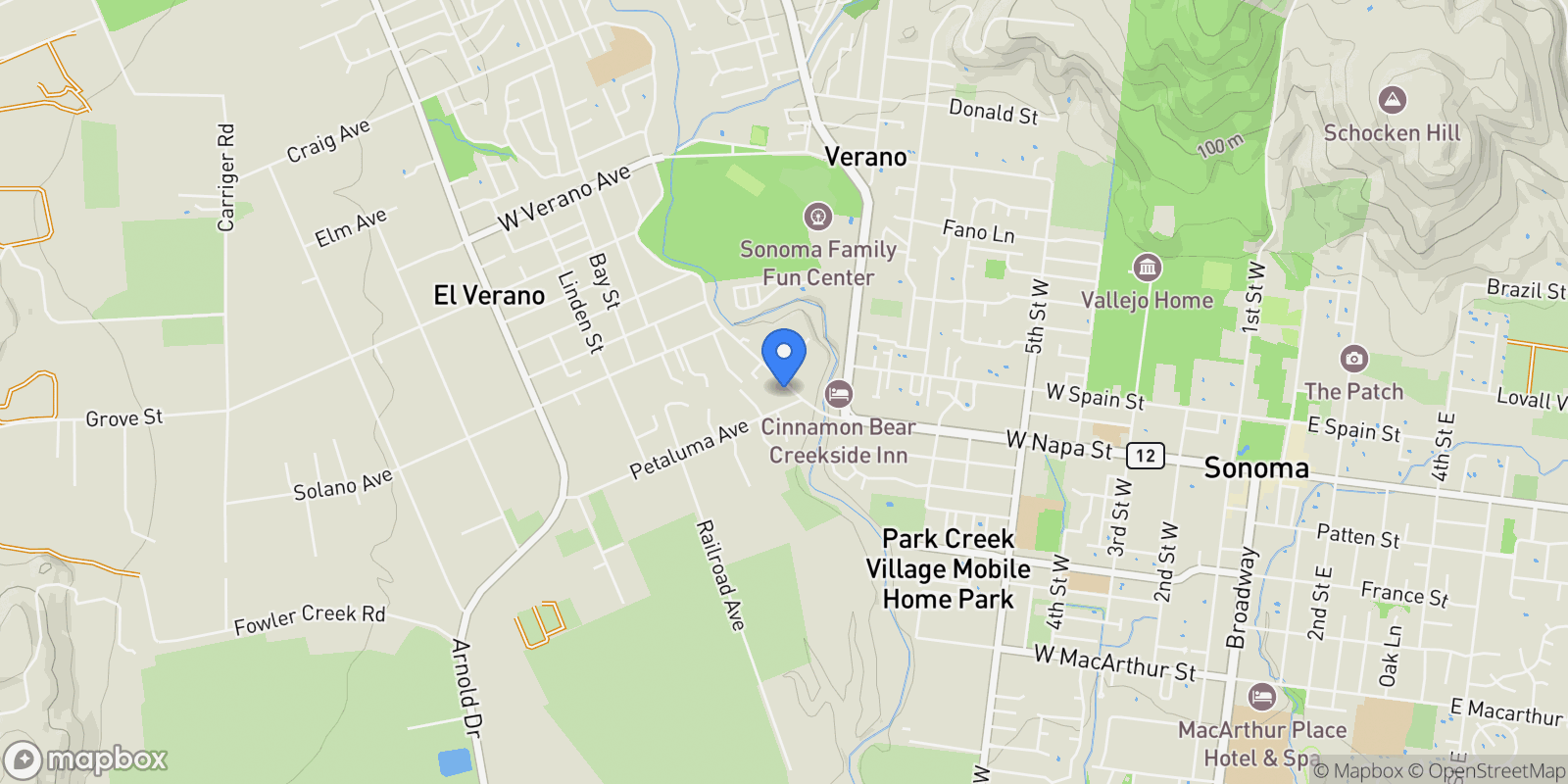 Map showing 19440 Riverside Drive , Sonoma, CA 95476, Sonoma, California, United States.