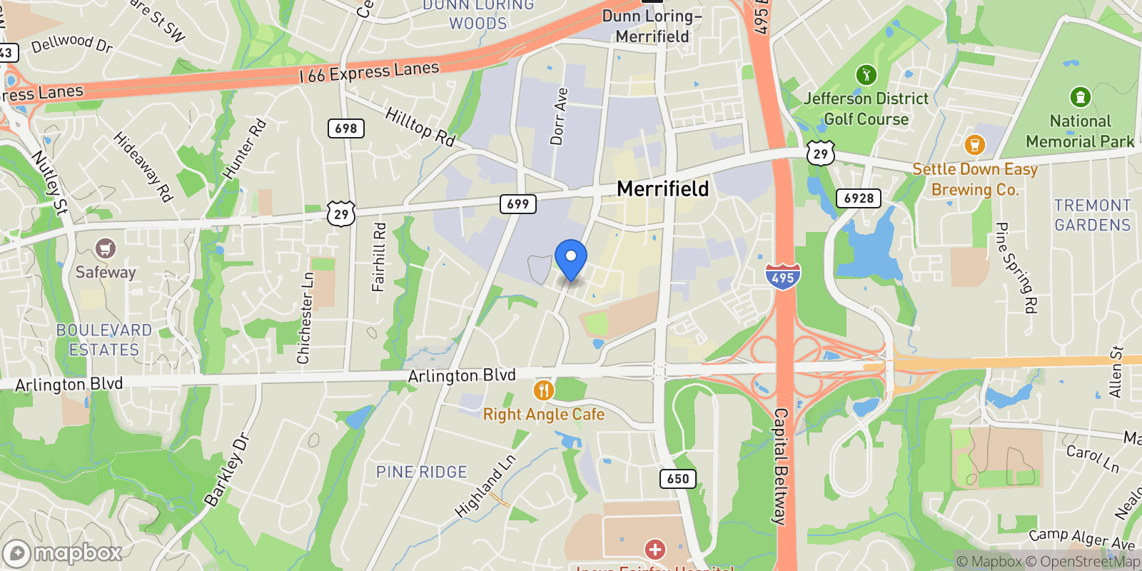 Map showing 2993 ESKRIDGE RD ROAD, FAIRFAX, VA 22031, Oakton, Virginia, United States.