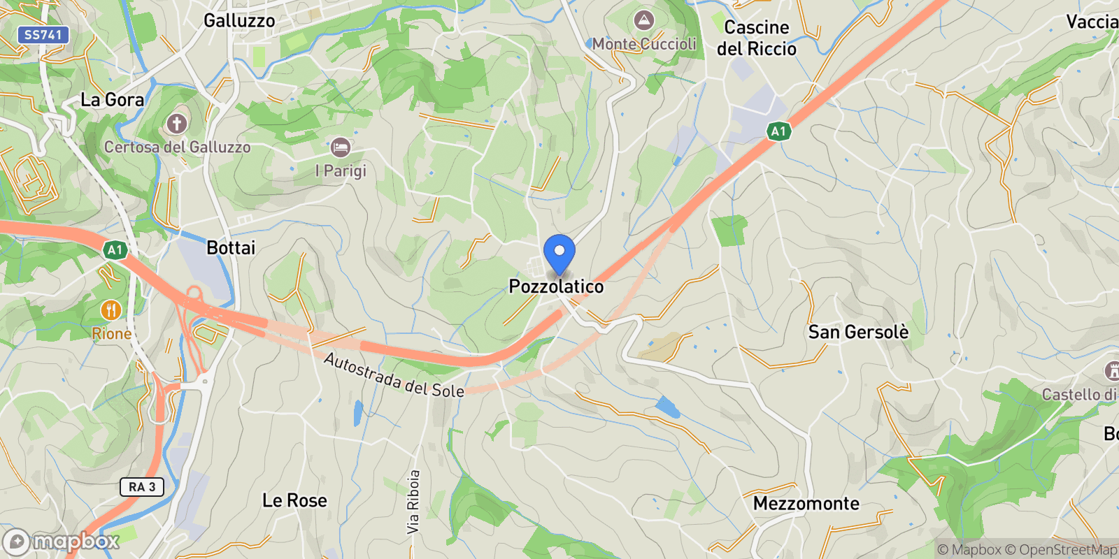 Map showing 50023 Pozzolatico, Metropolitan City of Florence, Italy, Pozzolatico, Tuscany, Italy.