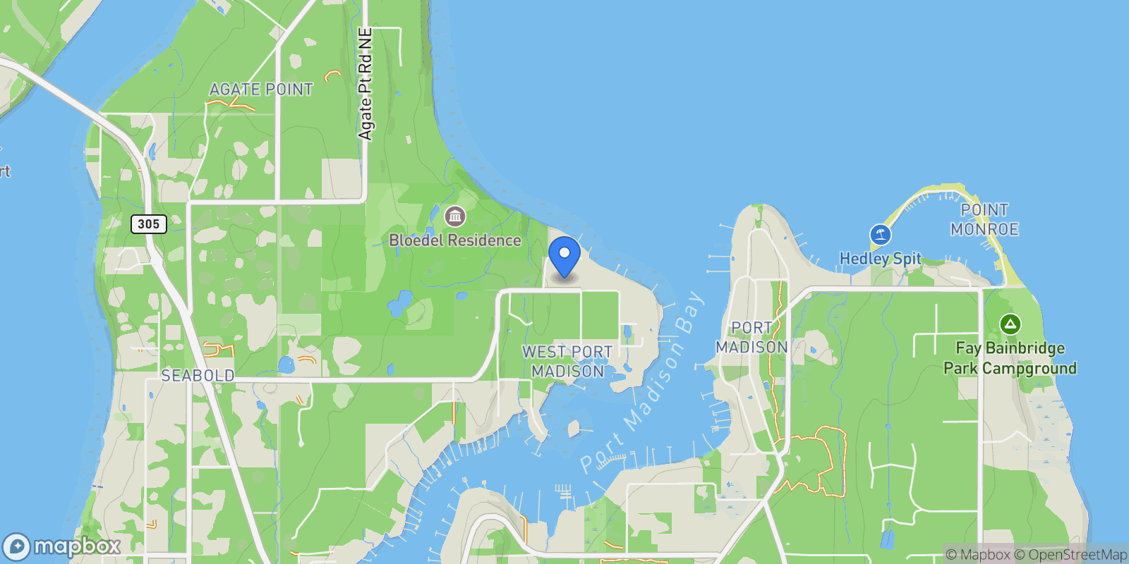 Map showing 8484 NE County Park Rd , Bainbridge Island, WA 98110, Bainbridge Island, Washington, United States.