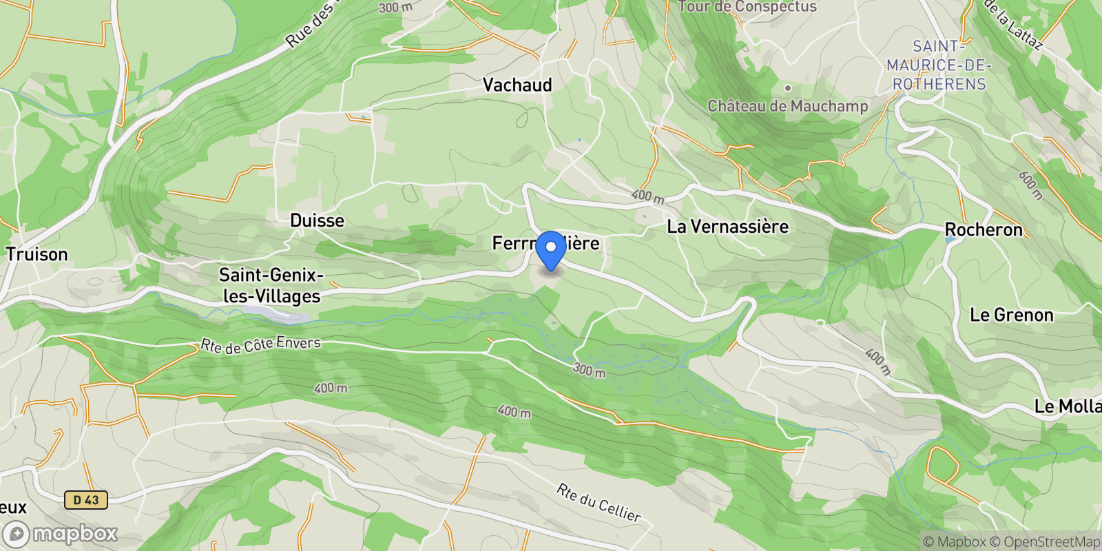Map showing Saint-Genix-les-Villages, Auvergne-Rhône-Alpes, France.