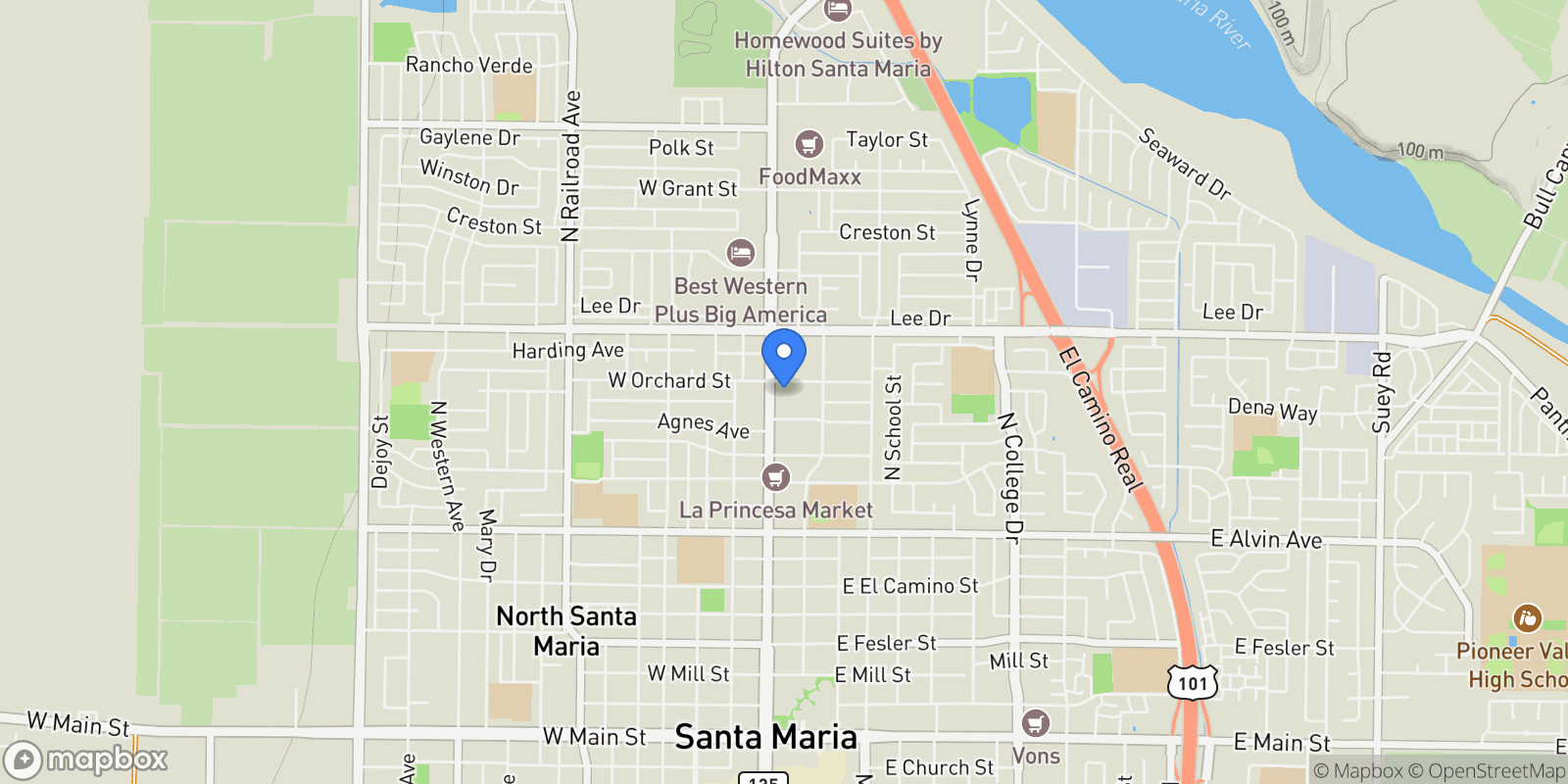 Map showing 1324 N. N Broadway, Santa Maria, CA 93454, Santa Maria, California, United States.