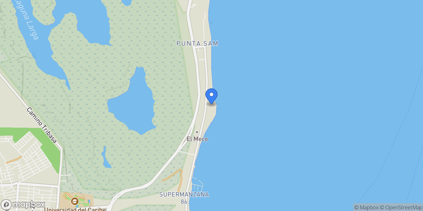 Map showing Carr. a Punta Sam 84, 77420 Cancún, Q.R., Mexico, Cancún, Quintana Roo, Mexico.