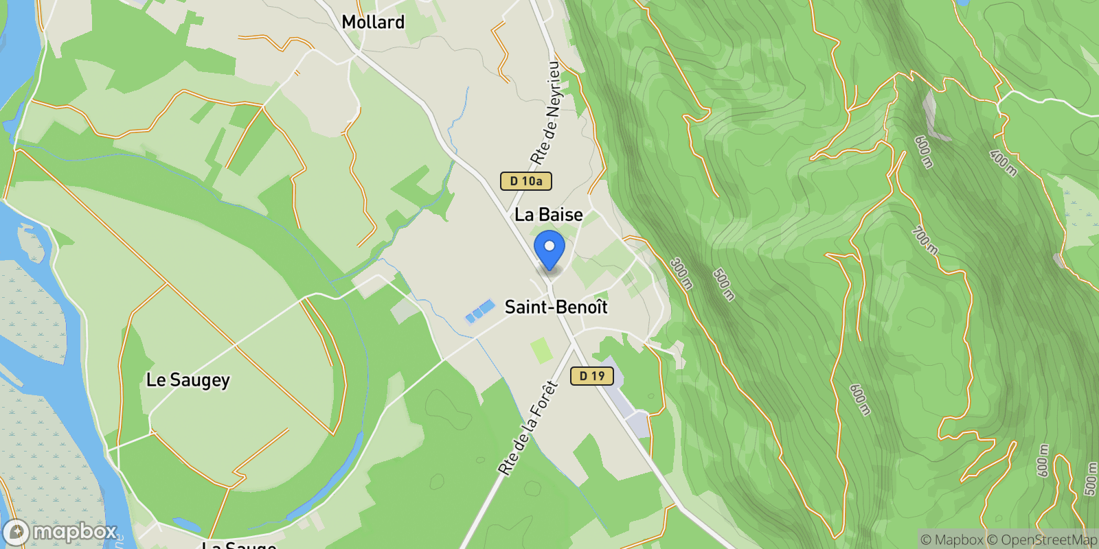 Map showing Groslée-Saint-Benoit, Auvergne-Rhône-Alpes, France.