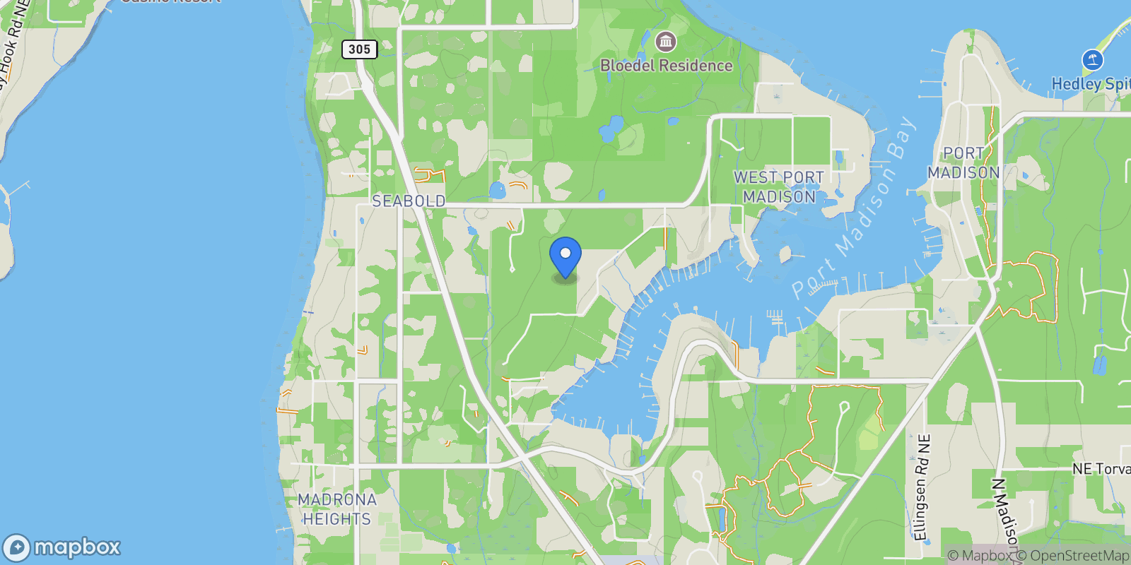 Map showing 7535 NE West Port Madison Rd , Bainbridge Island, WA 98110, Bainbridge Island, Washington, United States.