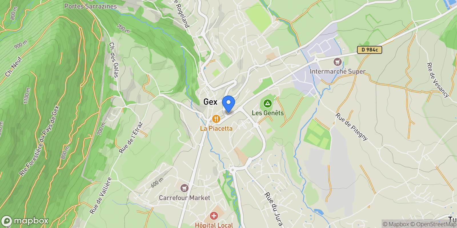 Map showing GEX, V 01170, Gex, Auvergne-Rhône-Alpes, France.