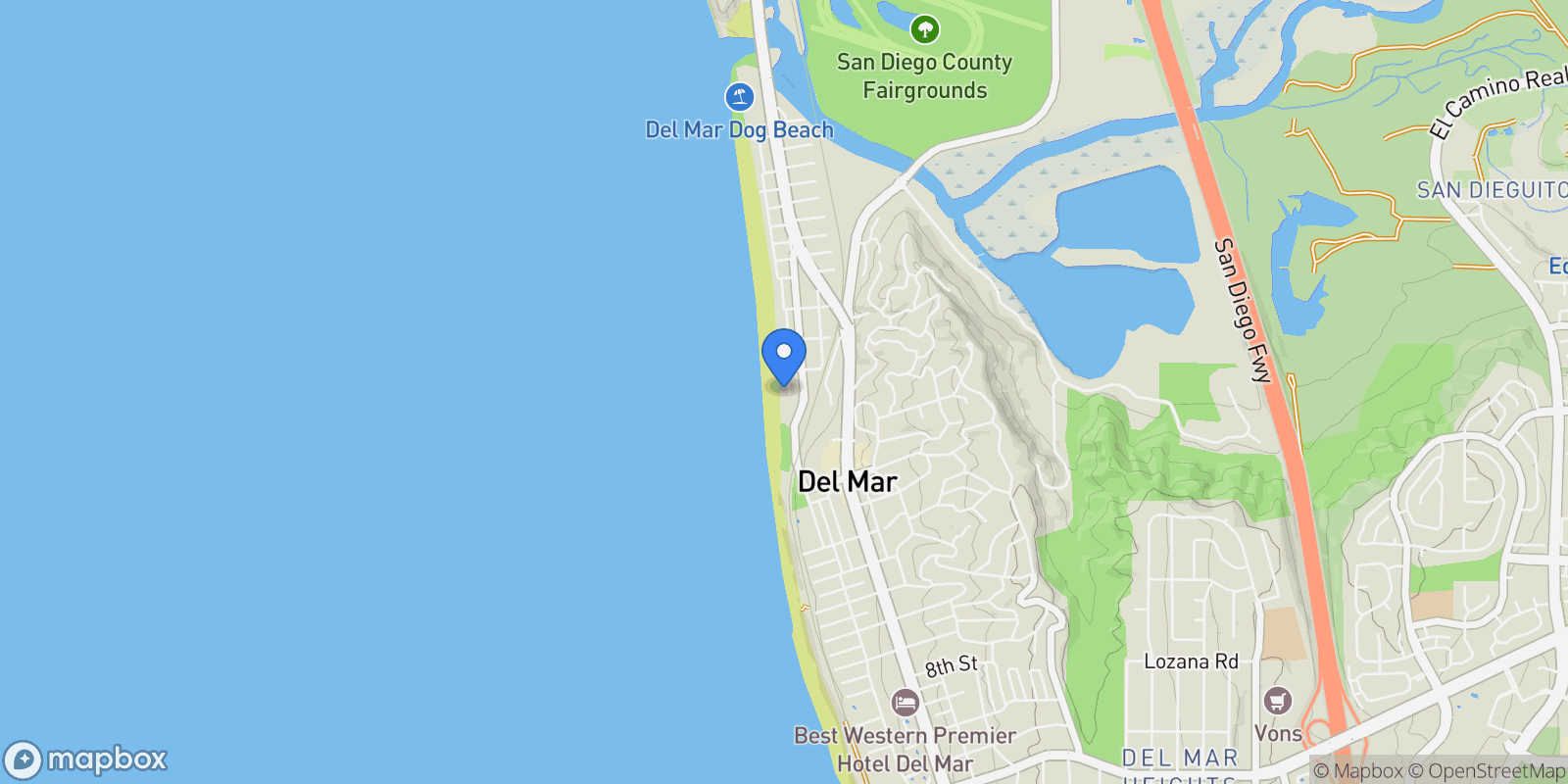 Map showing 1716 Ocean Front, Del Mar, CA, 92014, USA, Del Mar, California, United States.
