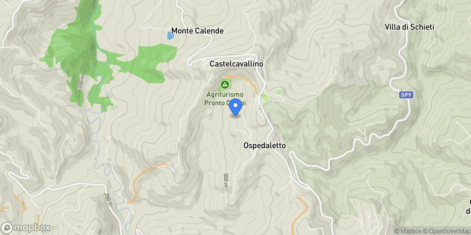 Map showing Via Ca' Bevilacqua, Urbino, PU 61029, Ospedaletto, Marche, Italy.