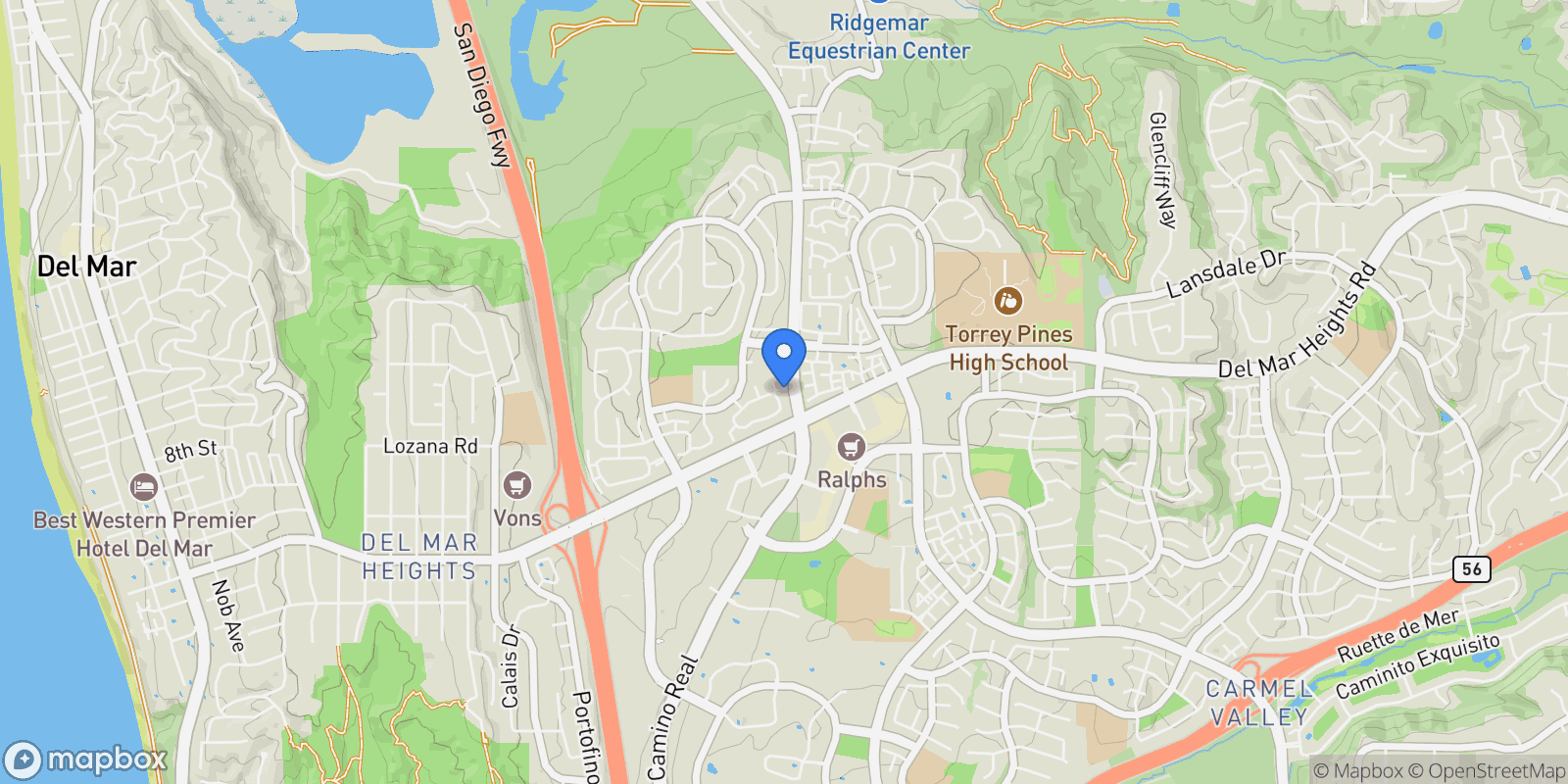 Map showing 3694 Fallon, San Diego, CA, 92130, USA, San Diego, California, United States.