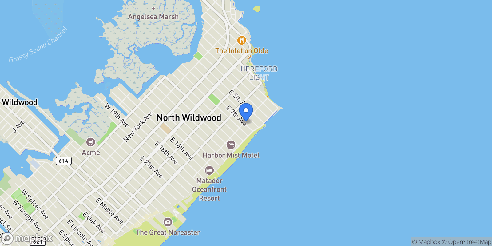Map showing 513 7th Avenue E #101, Wildwood, New Jersey, United States.