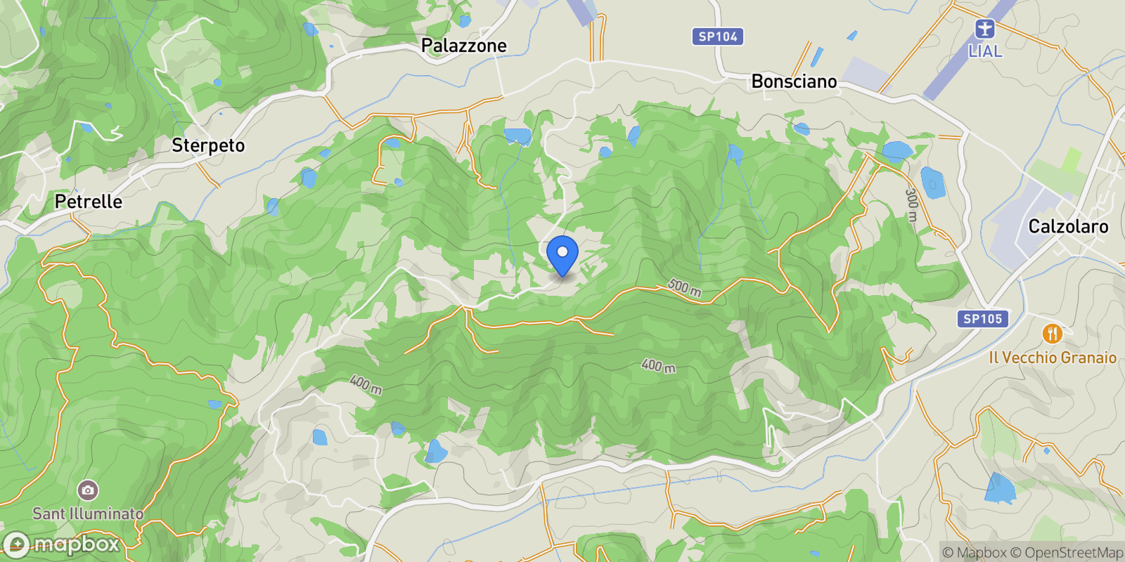 Map showing Località Bonsciano, Voc Sala, Città di Castello, PG 06012, Umbria, Italy.