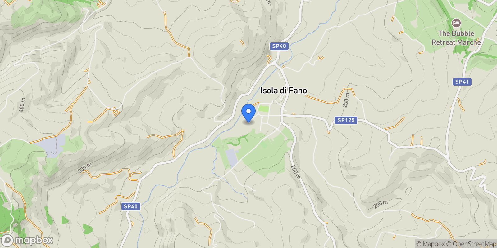 Map showing Via dei Molini, Fossombrone, PU 61034, Isola di Fano, Marche, Italy.