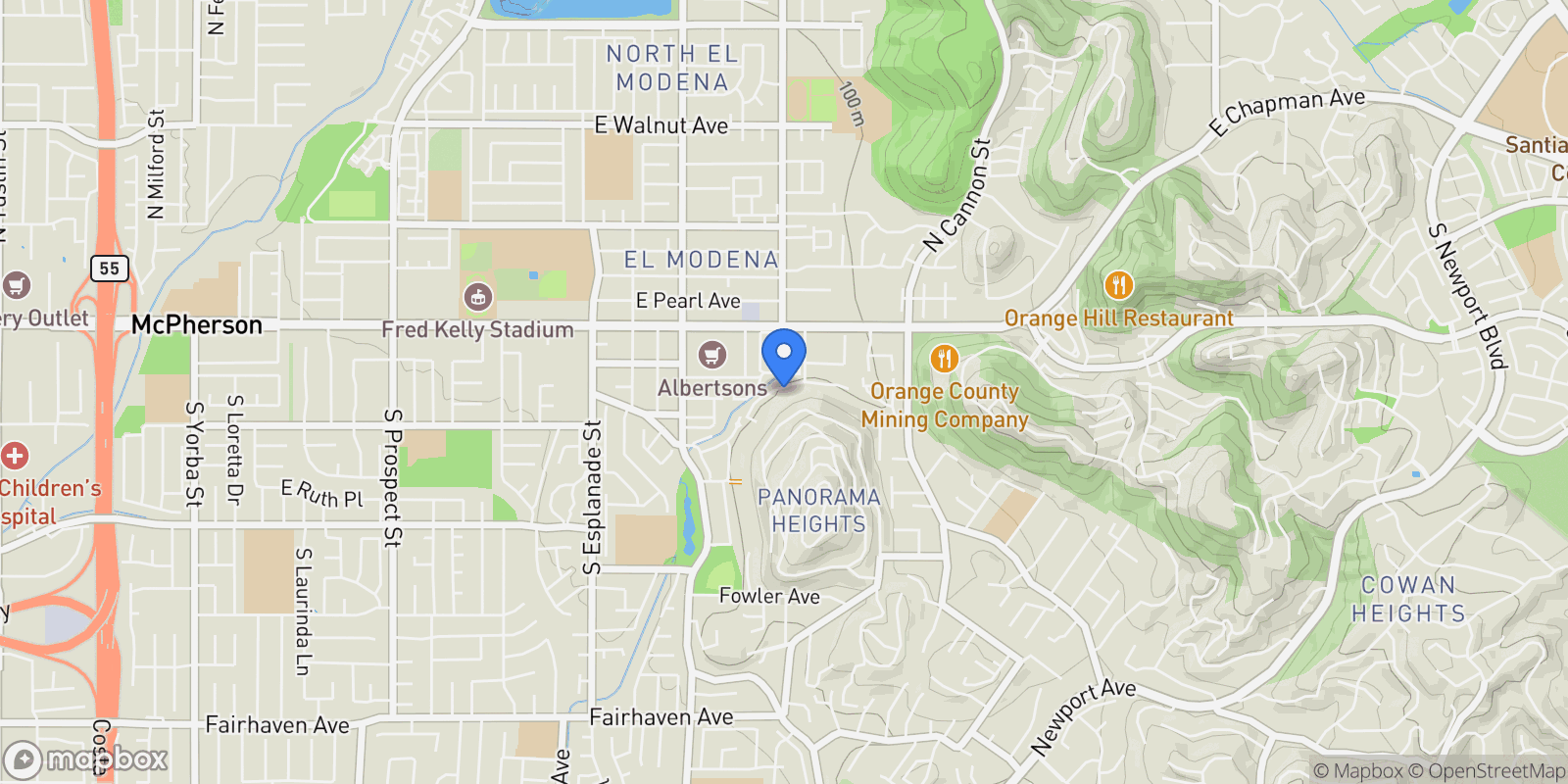 Map showing 19002 E Smiley Drive, Santa Ana, California, United States.