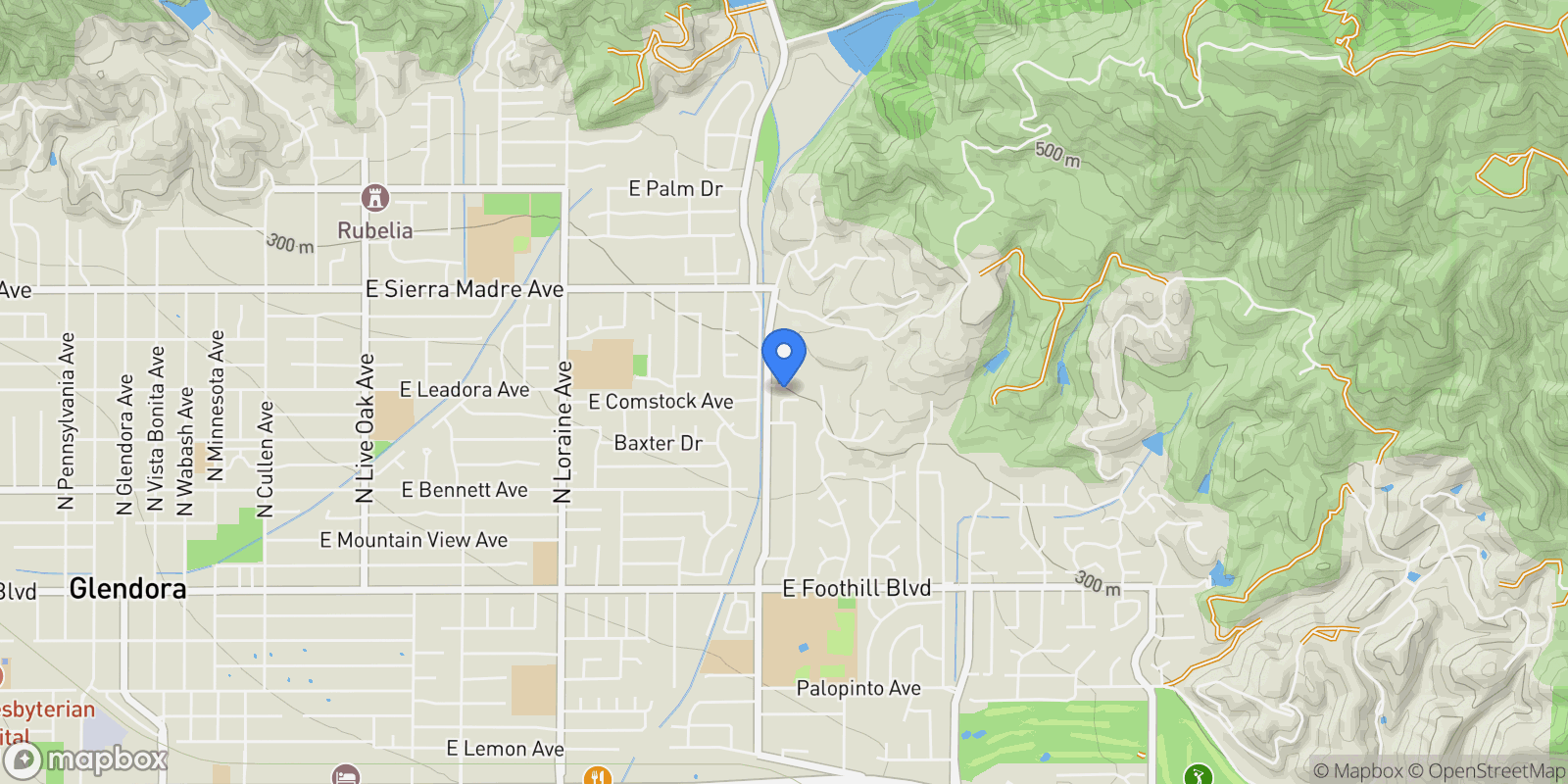 Map showing 425 Fern Dell Place, Glendora, California, United States.