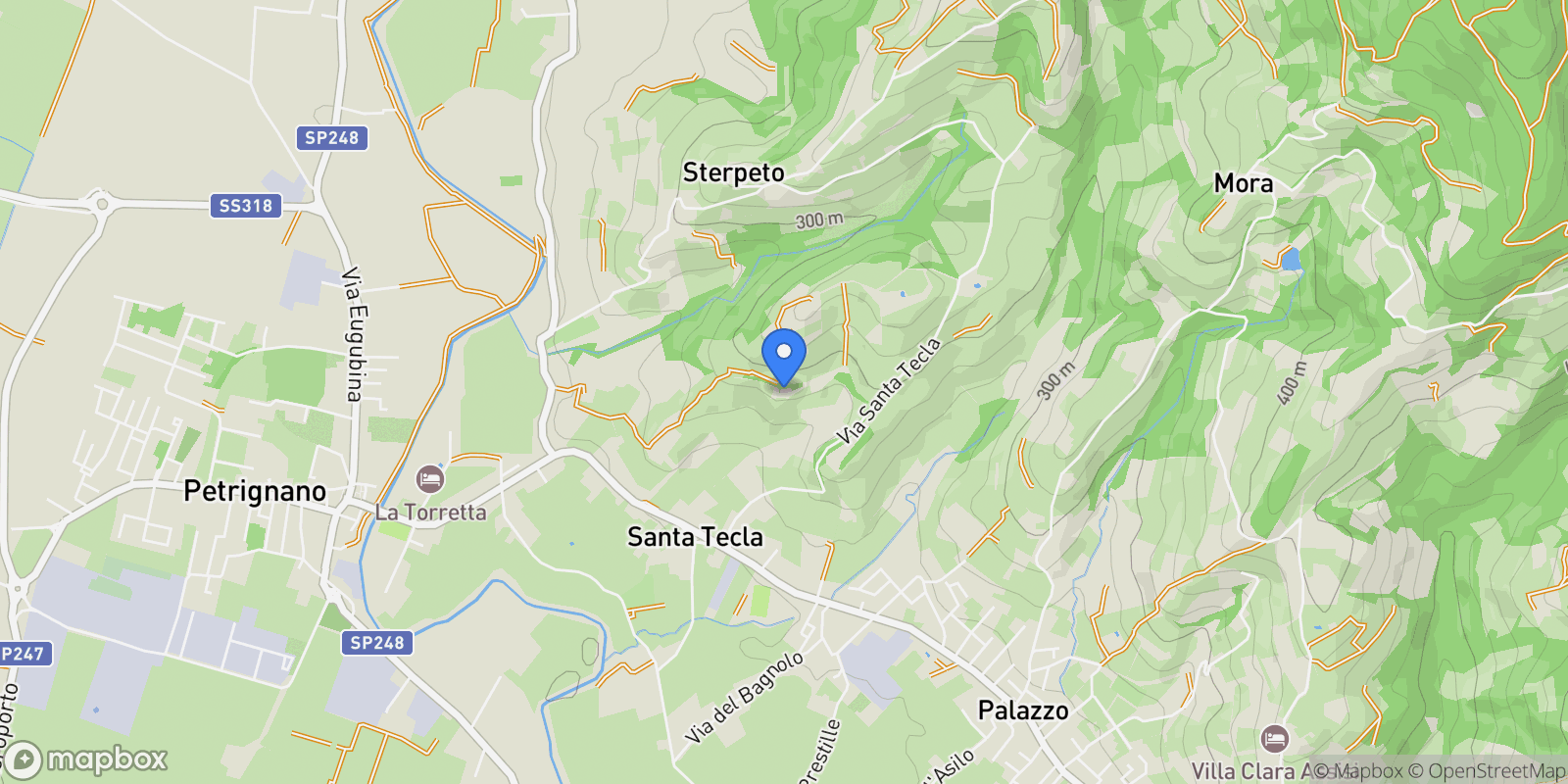 Map showing Via Santa Tecla, Assisi, PG 06081, San Damiano, Umbria, Italy.