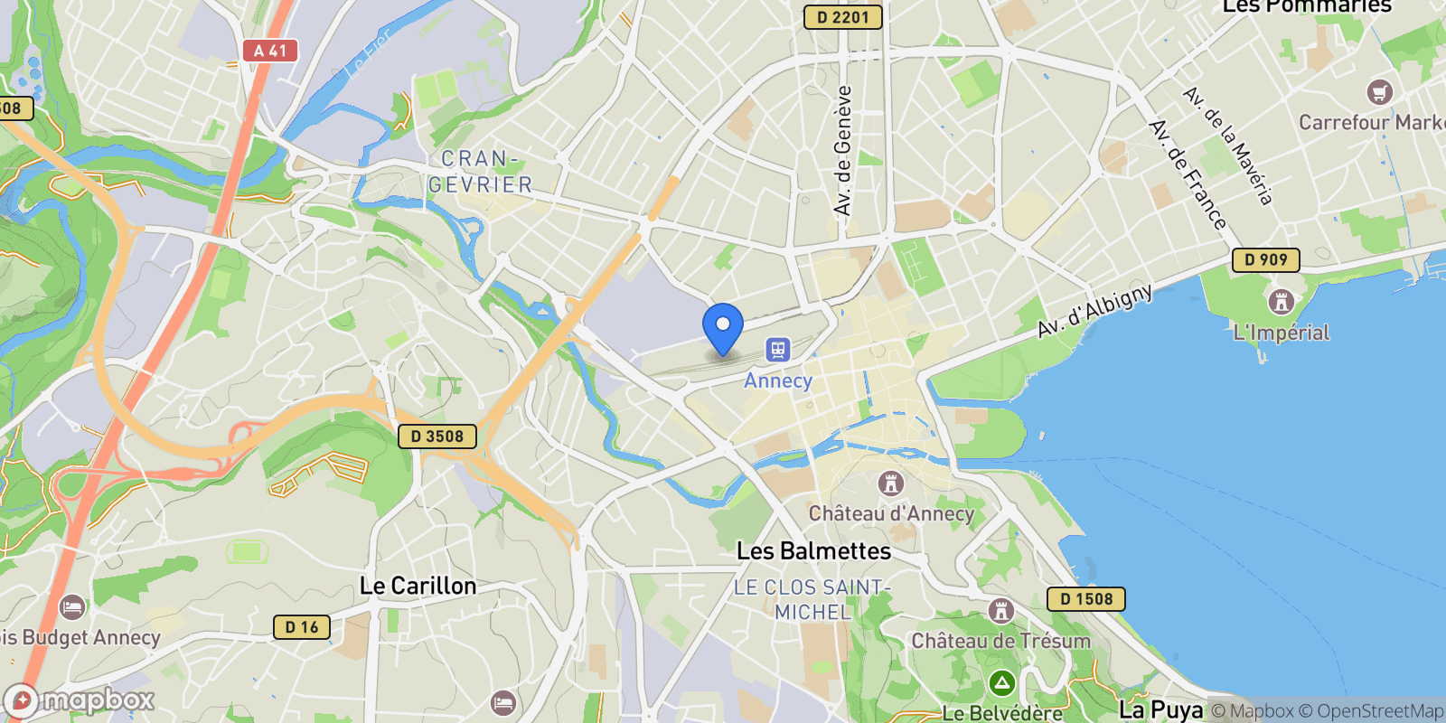 Map showing Annecy, Auvergne-Rhône-Alpes, France.