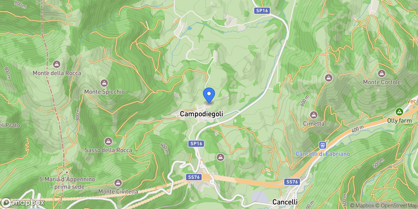 Map showing Frazione Campodiegoli, Fabriano, AN 60042, Campodiegoli, Marche, Italy.