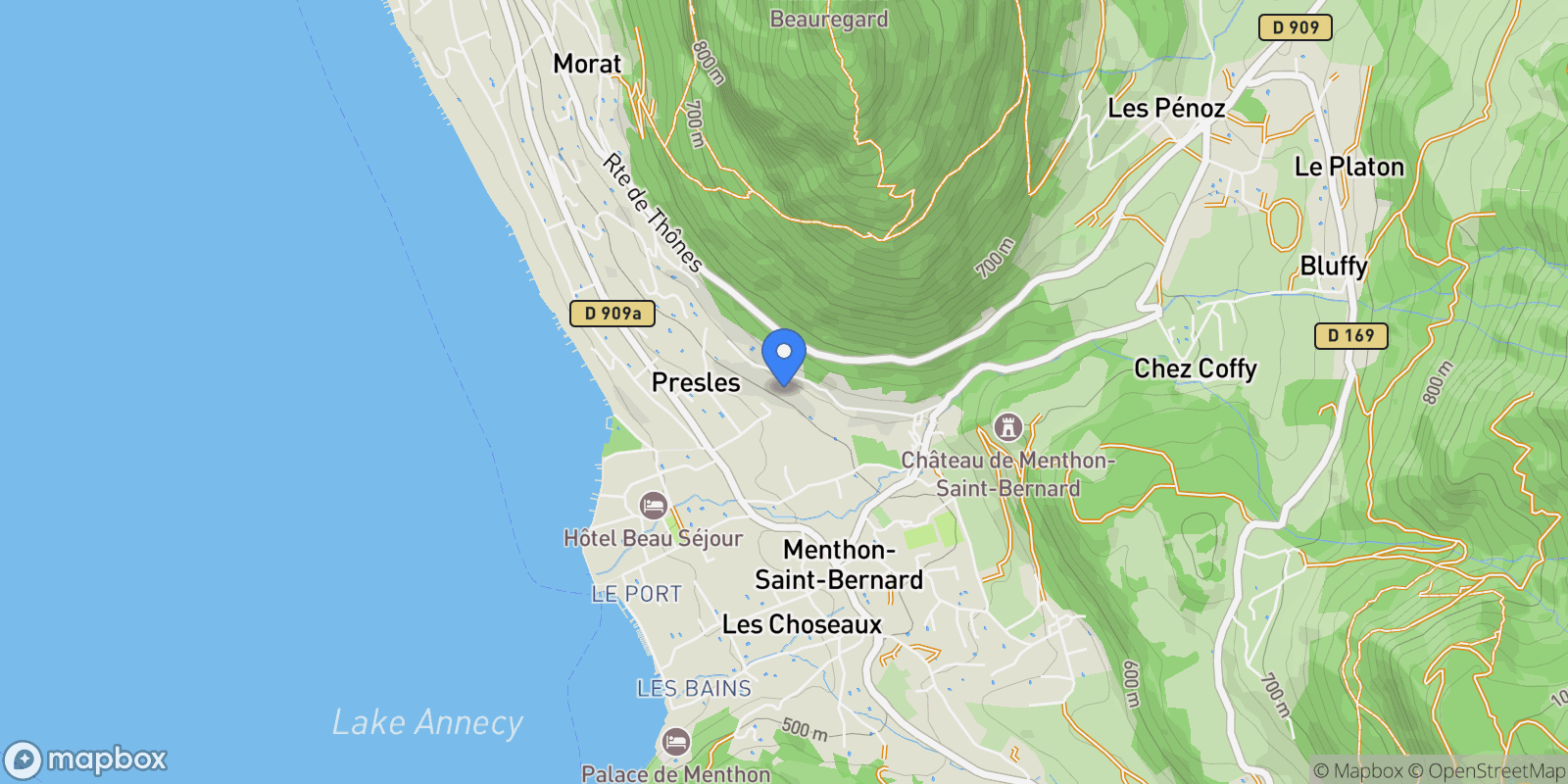 Map showing Menthon-Saint-Bernard, Auvergne-Rhône-Alpes, France.