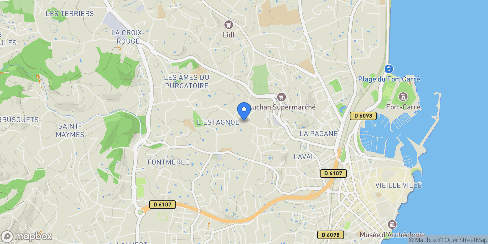 Map showing Antibes, Provence-Alpes-Côte d'Azur, France.