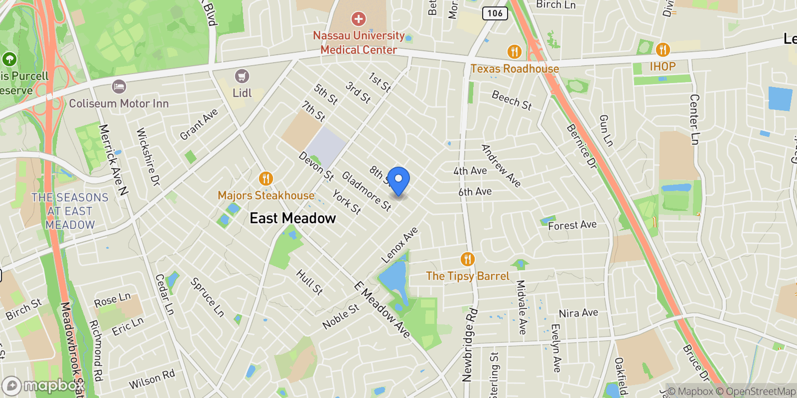 Map showing 2501 Lancaster Street , East Meadow, NY 11554, East Meadow, New York, United States.