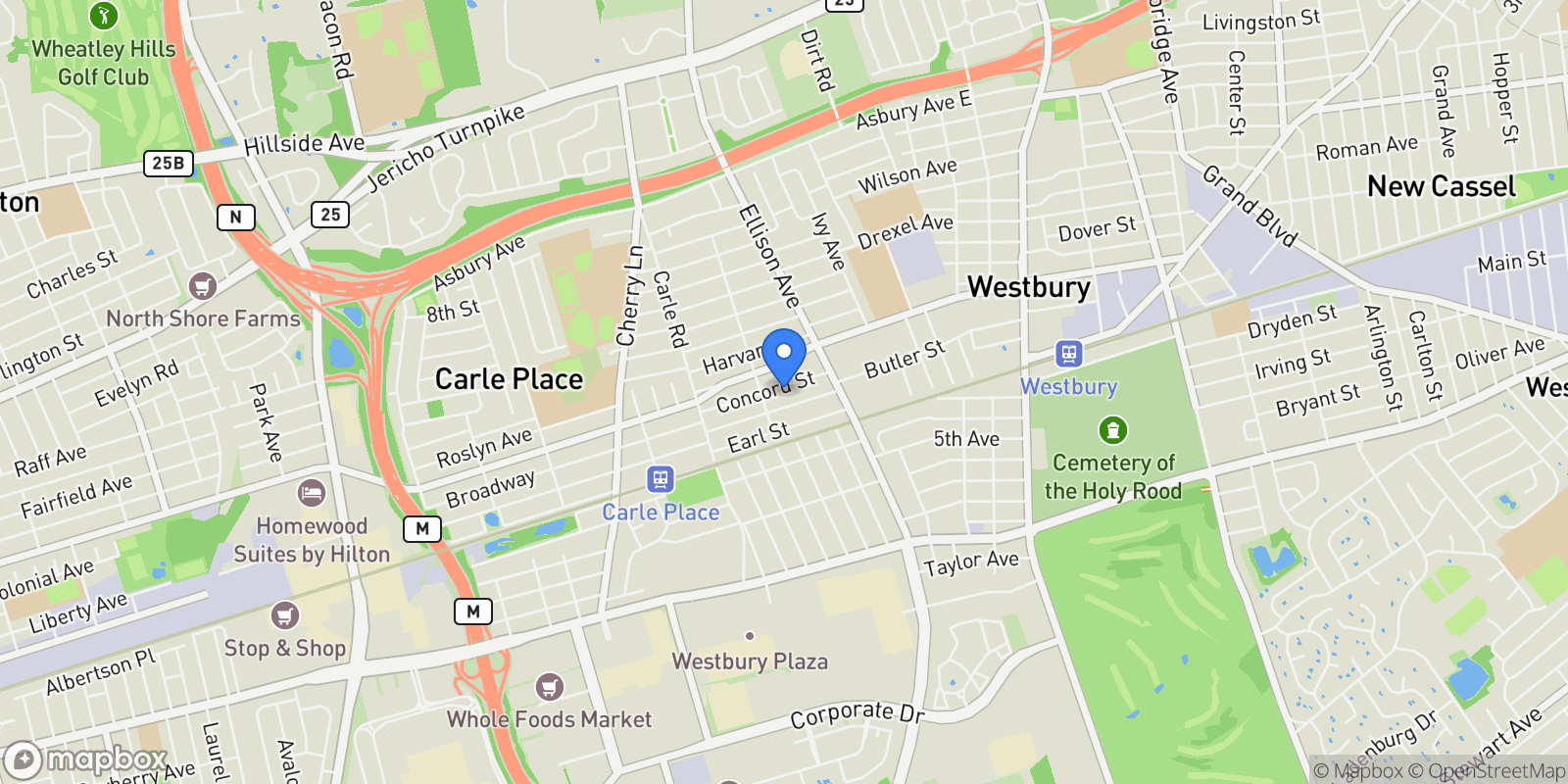 Map showing 60 Concord Street , Westbury, NY 11590, Salisbury, New York, United States.