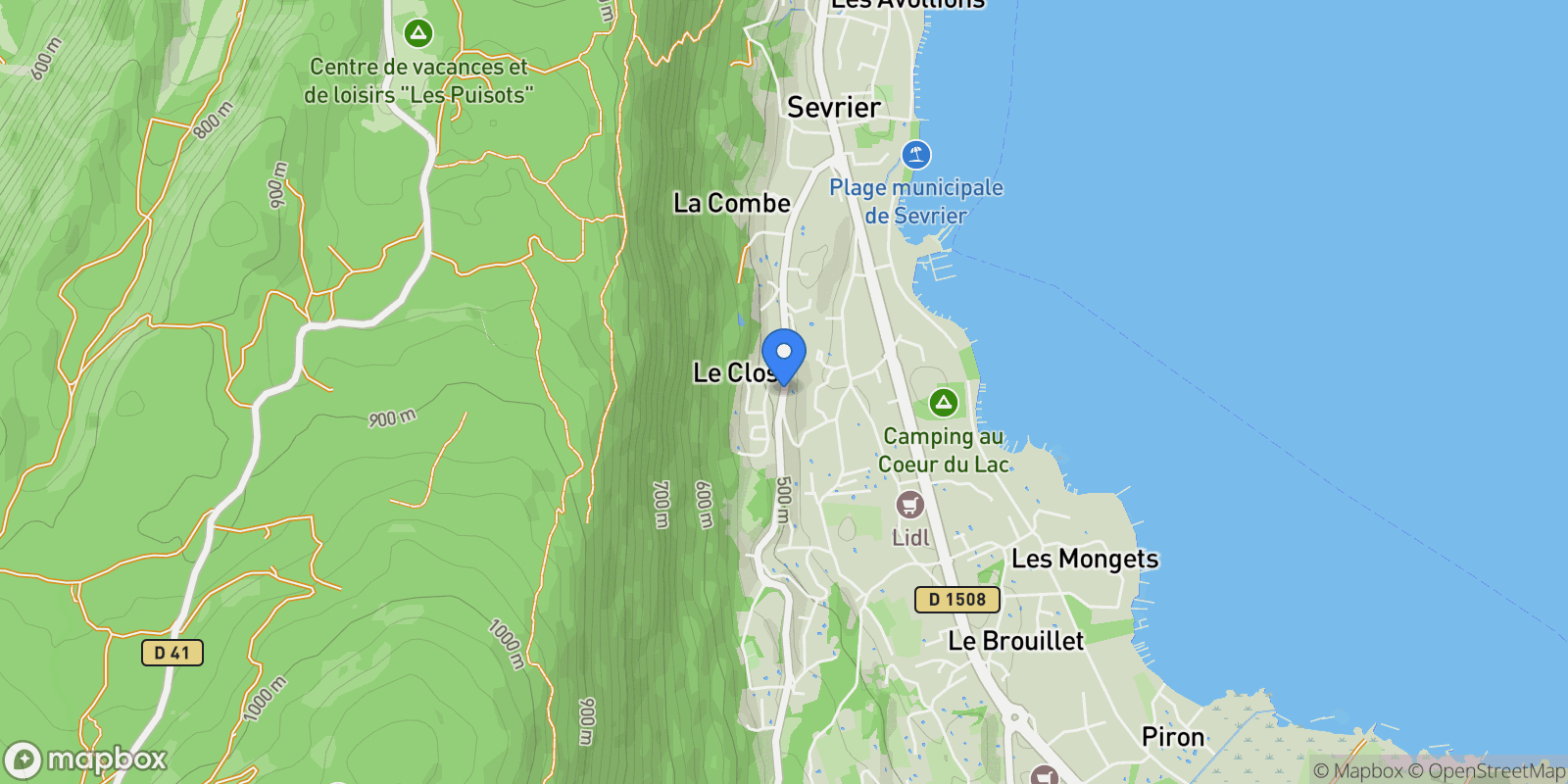 Map showing Sévrier, Auvergne-Rhône-Alpes, France.