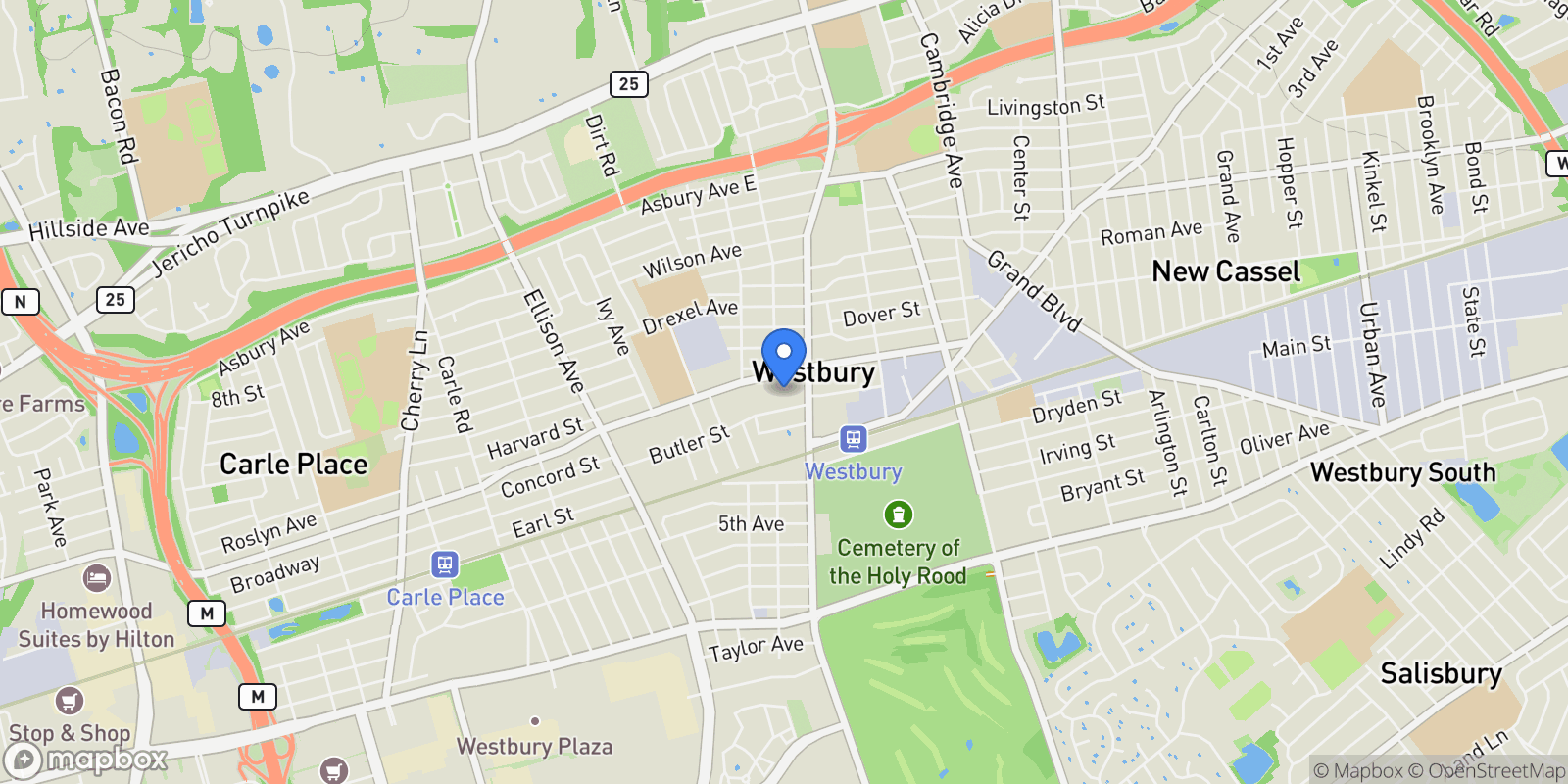 Map showing 242 Maple Unit# 501, Westbury, NY 11590, Salisbury, New York, United States.