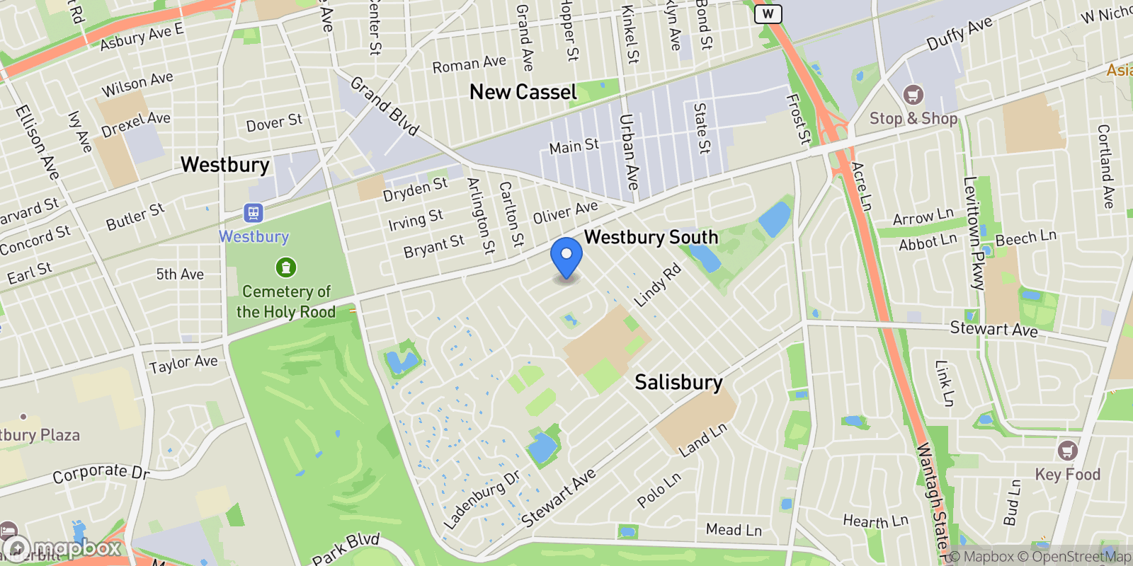 Map showing 1153 Sheldon Drive , Westbury, NY 11590, Salisbury, New York, United States.