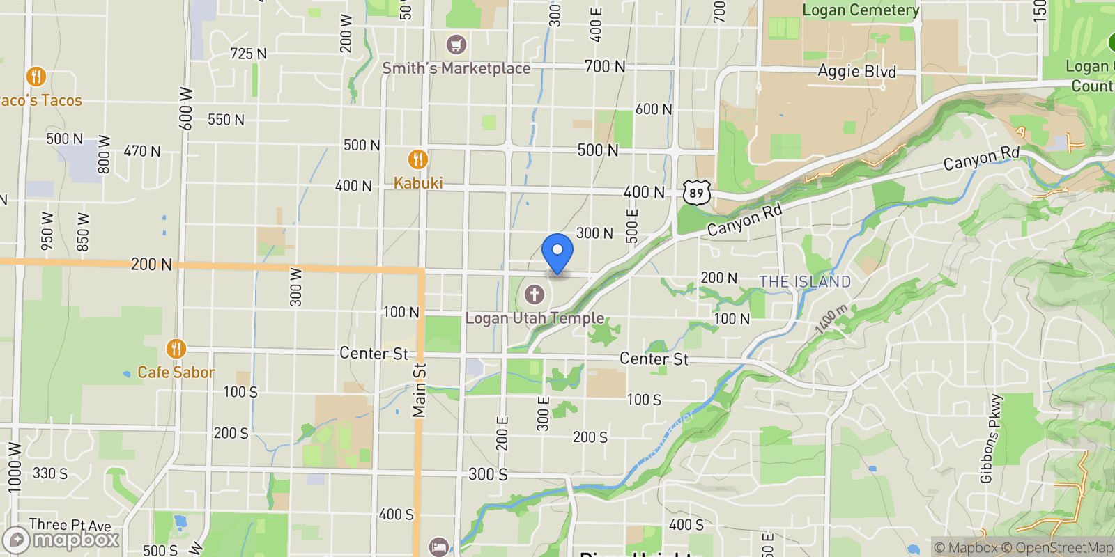 Map showing 314 N 200 W, Logan, Utah, United States.