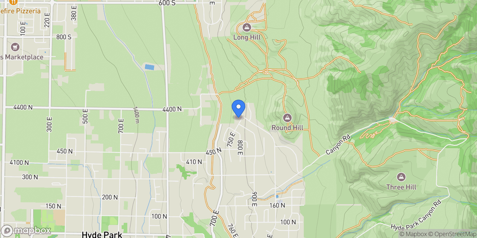 Map showing 615 N 750 E, Hyde Park, Utah, United States.