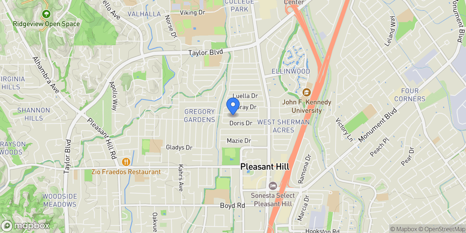 Map showing 184 Hazel Drive, Pleasant Hill, California, United States.