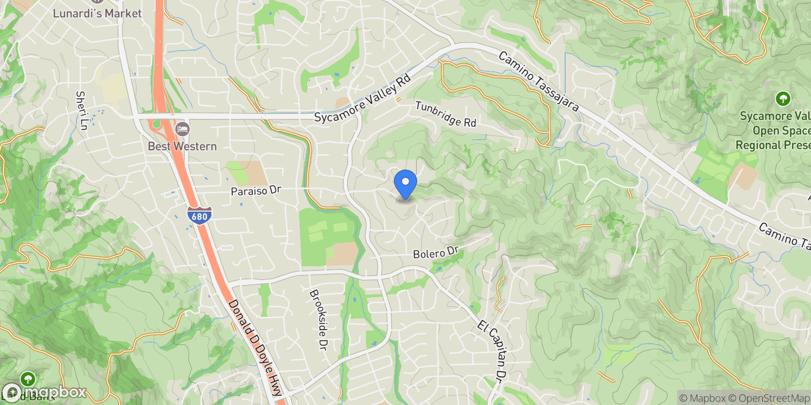 Map showing 392 Paraiso Dr, Danville, California, United States.