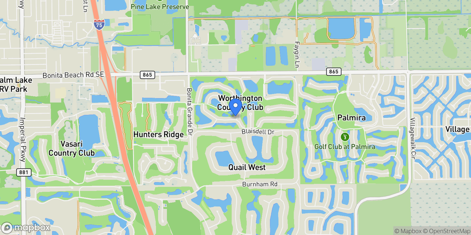Map showing 13470 Bridgeford AVE, Bonita Springs, Florida, United States.