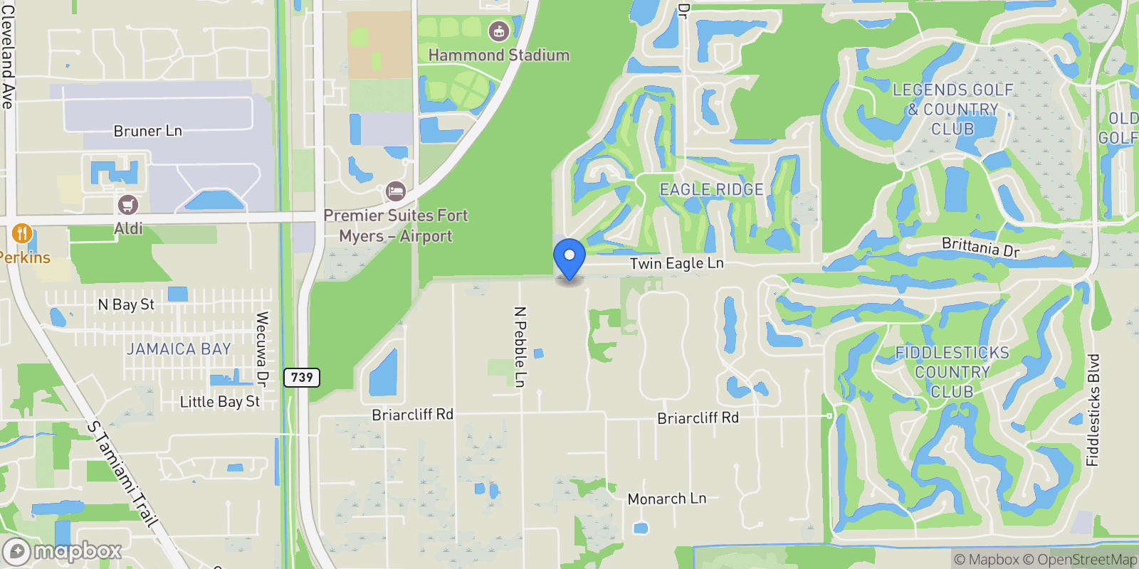 Map showing 15100 Sweetwater CT, Fort Myers, Florida, United States.
